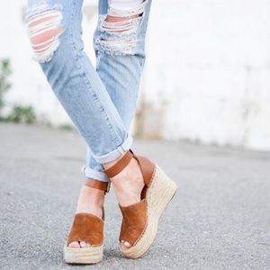 Marc Fisher Adalyn Espadrille Wedges Dark Tan